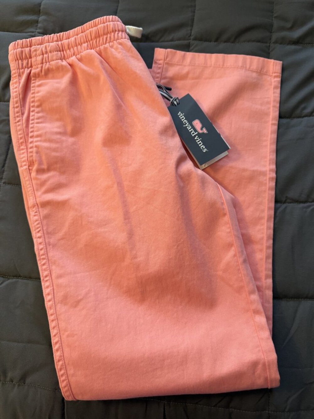 Vineyard Vines Girls Salmon Caymon Pink Pull-On Chino Cotton Pants Size 16 NEW